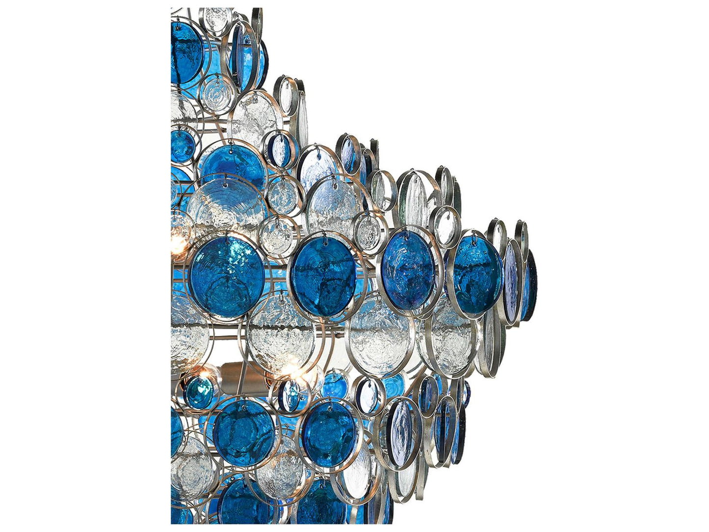 Currey & Company Currey and Company Galahad 12-Light Chandelier in Contemporary Silver Leaf and Blue
