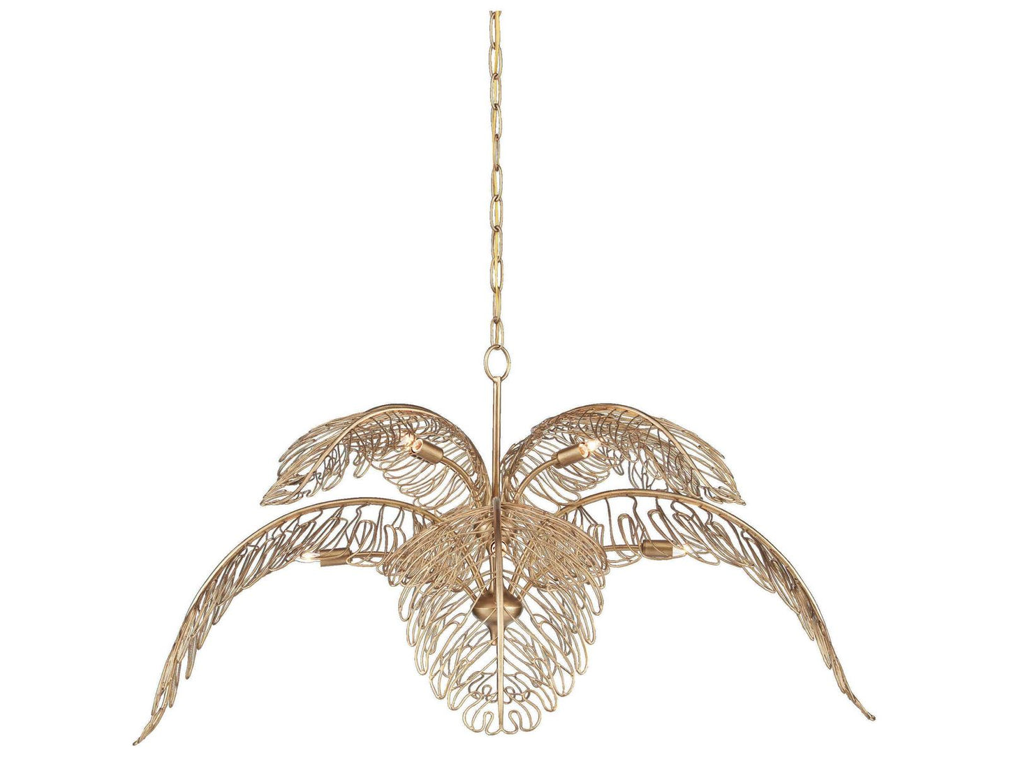 Currey & Company Currey and Company Taormina 8-Light Brass Chandelier with Italianate Leaf Design