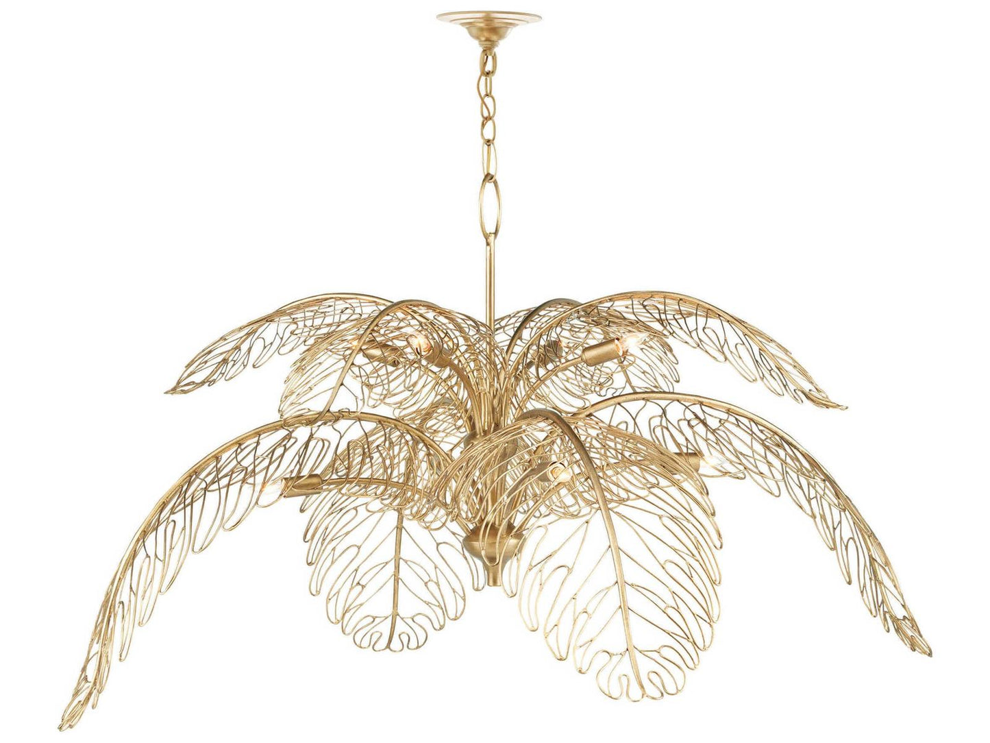 Currey & Company Currey and Company Taormina 8-Light Brass Chandelier with Italianate Leaf Design