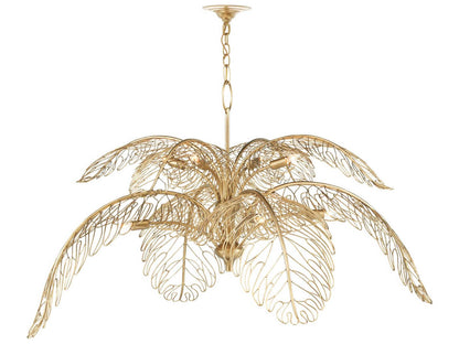 Currey & Company Currey and Company Taormina 8-Light Brass Chandelier with Italianate Leaf Design