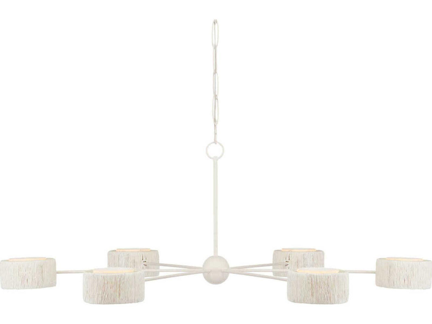 Currey & Company Currey and Company 6-Light Monreale Chandelier in White Wrought Iron and Kraft Paper Twine