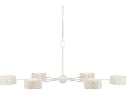Currey & Company Currey and Company 6-Light Monreale Chandelier in White Wrought Iron and Kraft Paper Twine