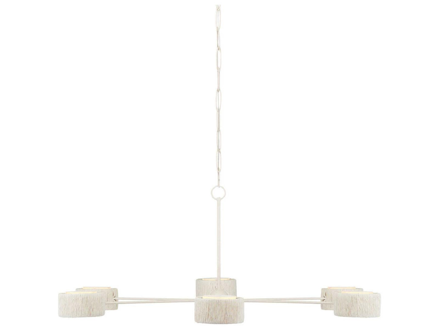 Currey & Company Currey and Company 6-Light Monreale Chandelier in White Wrought Iron and Kraft Paper Twine