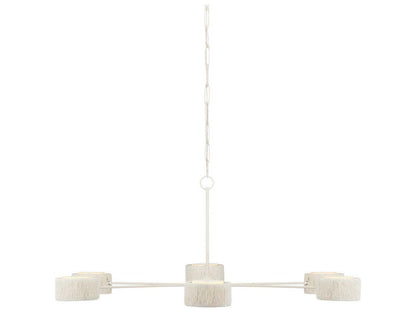 Currey & Company Currey and Company 6-Light Monreale Chandelier in White Wrought Iron and Kraft Paper Twine