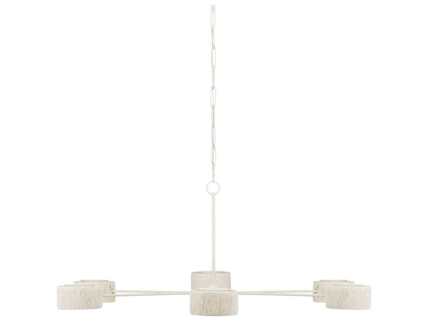 Currey & Company Currey and Company 6-Light Monreale Chandelier in White Wrought Iron and Kraft Paper Twine