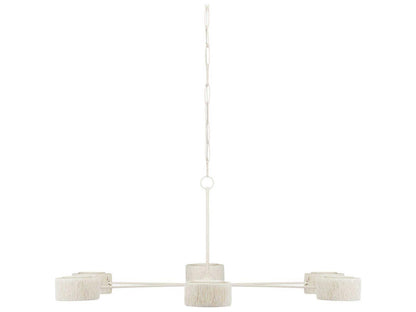 Currey & Company Currey and Company 6-Light Monreale Chandelier in White Wrought Iron and Kraft Paper Twine
