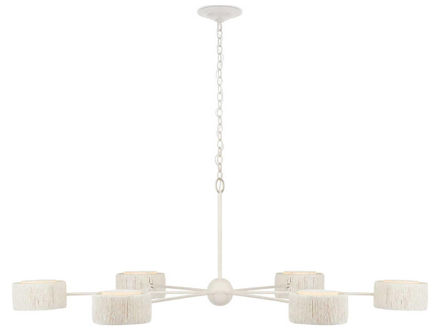 Currey & Company Currey and Company 6-Light Monreale Chandelier in White Wrought Iron and Kraft Paper Twine