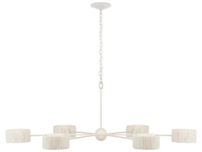 Currey & Company Currey and Company 6-Light Monreale Chandelier in White Wrought Iron and Kraft Paper Twine