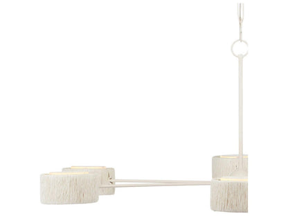 Currey & Company Currey and Company 6-Light Monreale Chandelier in White Wrought Iron and Kraft Paper Twine
