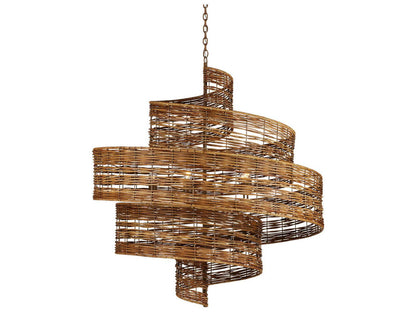 Currey & Company Currey and Company 5-Light Saisei Chandelier Khaki Natural Rattan