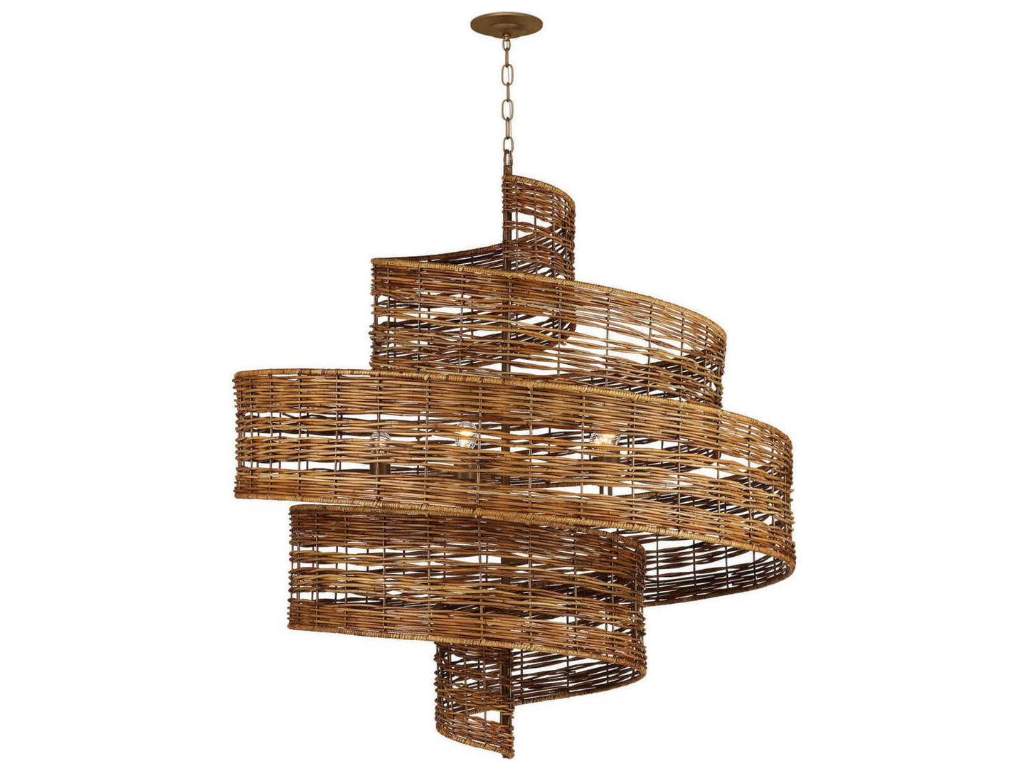 Currey & Company Currey and Company 5-Light Saisei Chandelier Khaki Natural Rattan