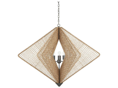 Currey & Company Currey and Company 3-Light Shizen Chandelier in Natural Rope and Hiroshi Gray
