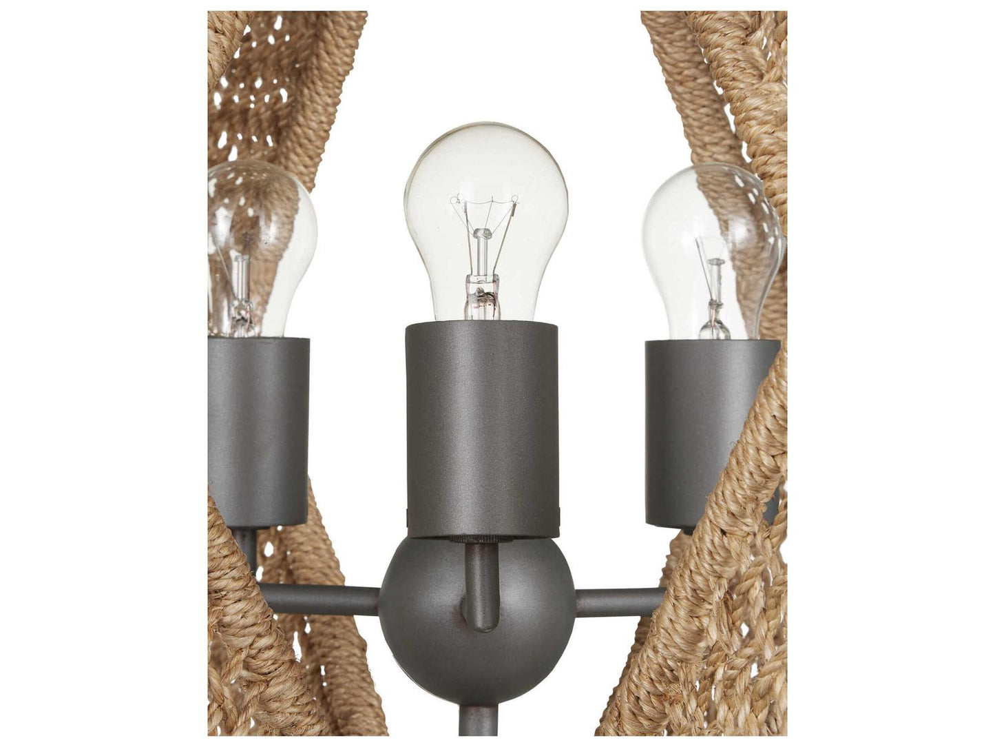 Currey & Company Currey and Company 3-Light Shizen Chandelier in Natural Rope and Hiroshi Gray