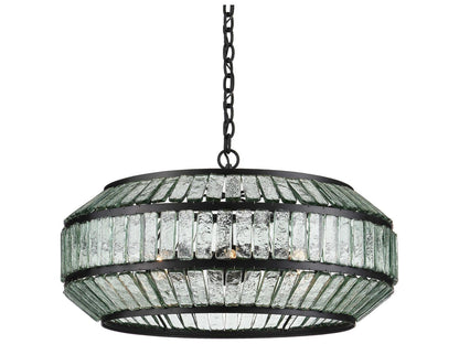 Currey & Company Currey and Company 6-Light Centurion Chandelier in Satin Black and Clear Glass