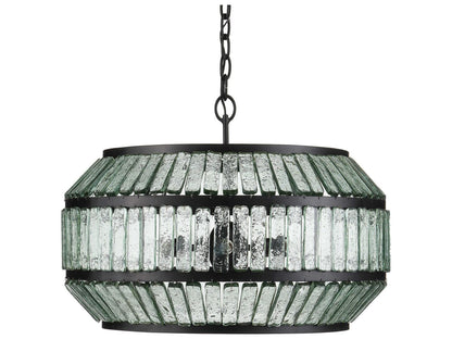 Currey & Company Currey and Company 6-Light Centurion Chandelier in Satin Black and Clear Glass