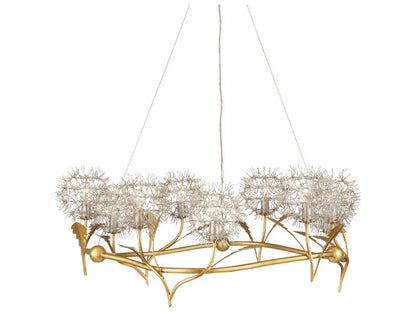 Currey & Company Currey and Company 9-Light Dandelion Chandelier in Contemporary Gold and Silver Leaf