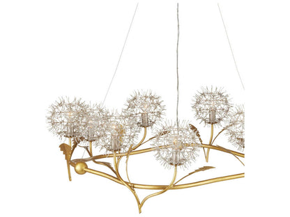 Currey & Company Currey and Company 9-Light Dandelion Chandelier in Contemporary Gold and Silver Leaf