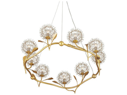 Currey & Company Currey and Company 9-Light Dandelion Chandelier in Contemporary Gold and Silver Leaf