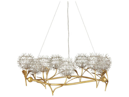 Currey & Company Currey and Company 9-Light Dandelion Chandelier in Contemporary Gold and Silver Leaf