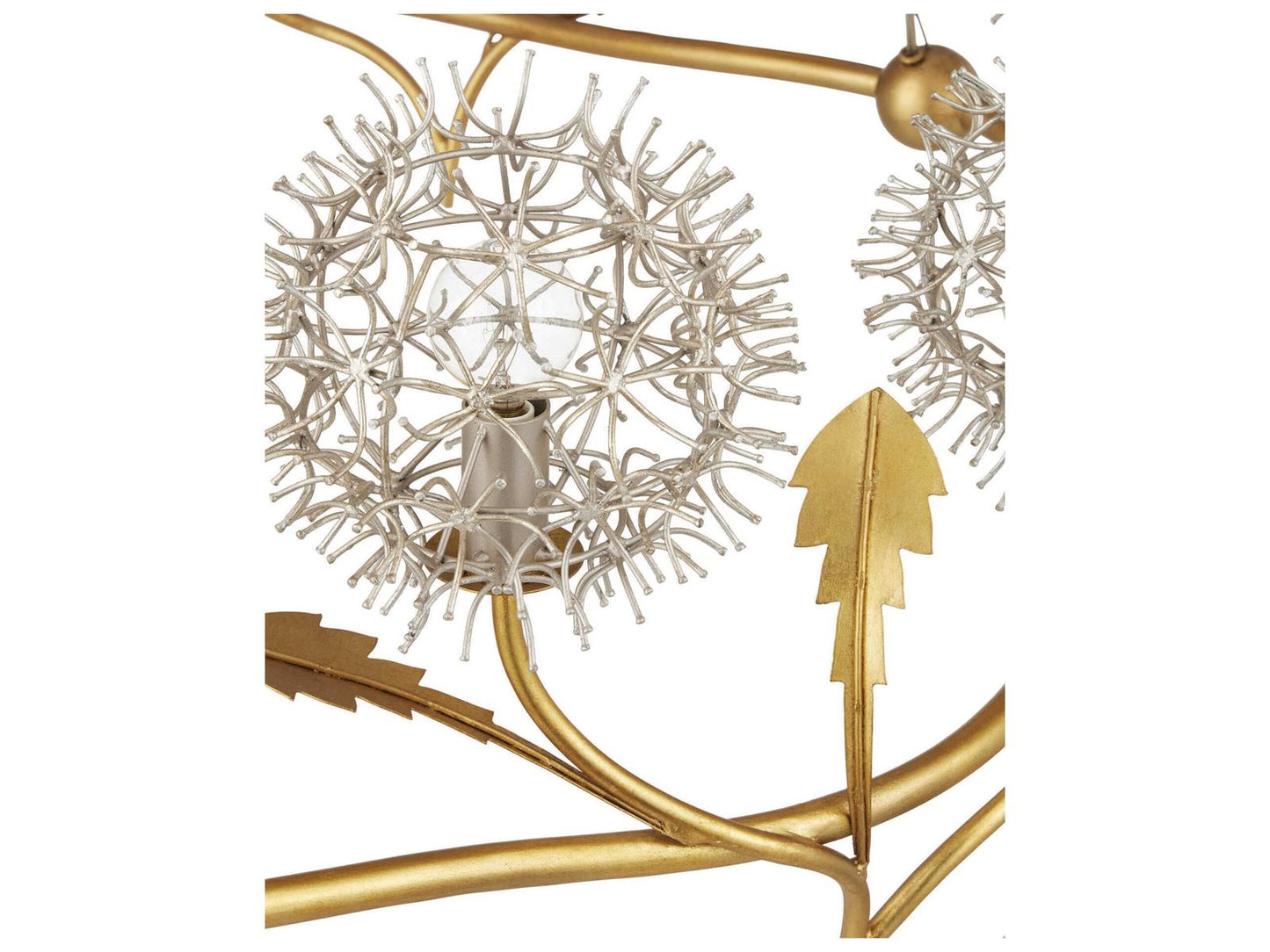 Currey & Company Currey and Company 9-Light Dandelion Chandelier in Contemporary Gold and Silver Leaf