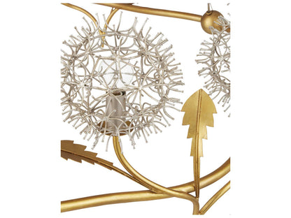 Currey & Company Currey and Company 9-Light Dandelion Chandelier in Contemporary Gold and Silver Leaf