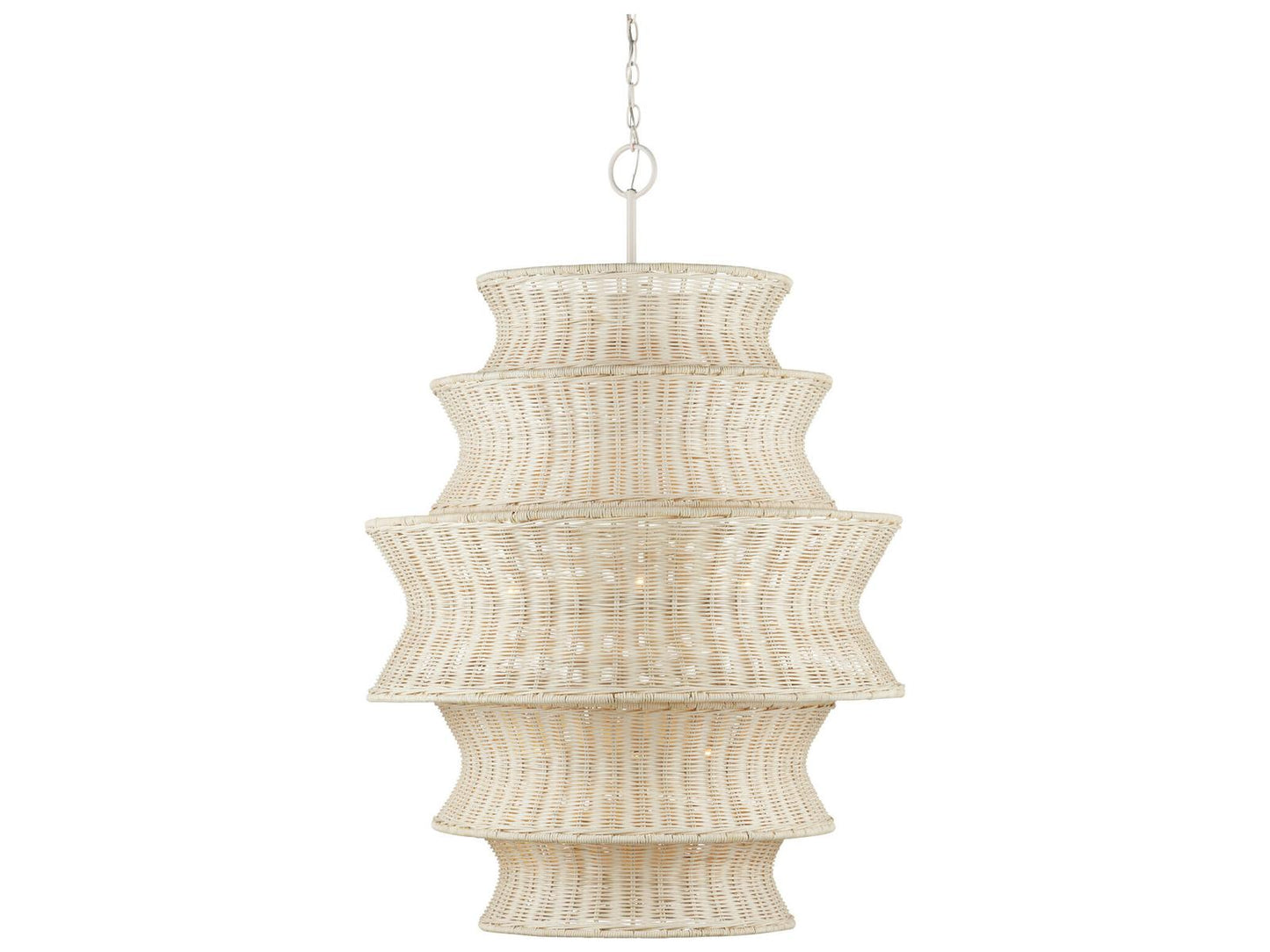 Currey & Company Currey and Company 9-Light Phebe Tiered Chandelier in Bleached Natural and Vanilla