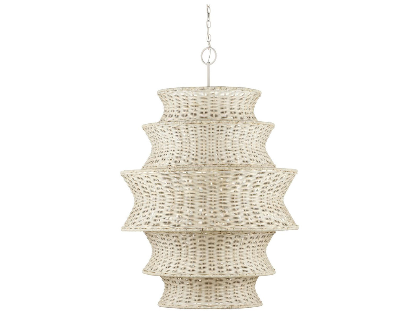Currey & Company Currey and Company 9-Light Phebe Tiered Chandelier in Bleached Natural and Vanilla
