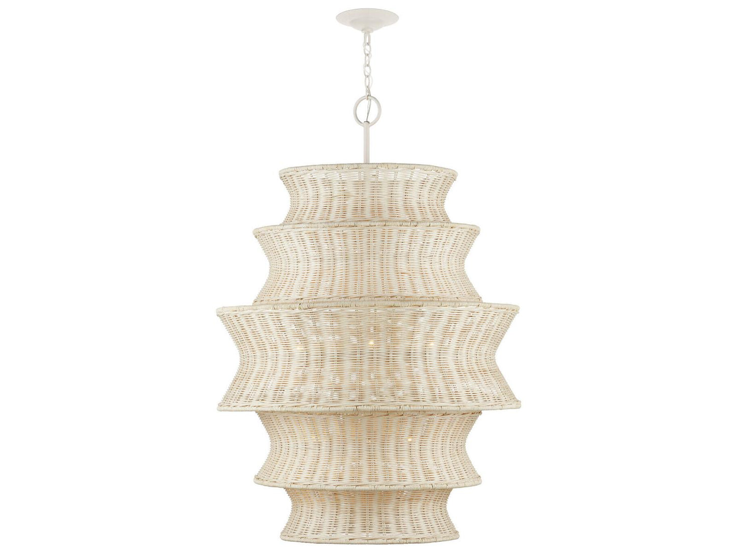 Currey & Company Currey and Company 9-Light Phebe Tiered Chandelier in Bleached Natural and Vanilla