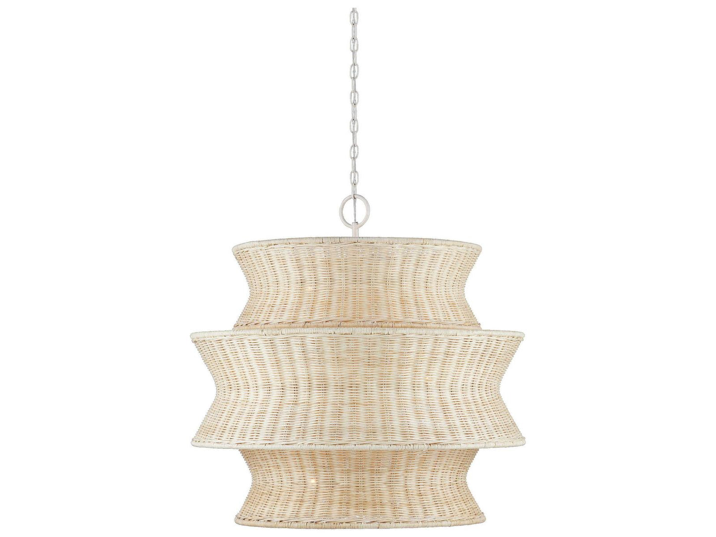 Currey & Company Currey and Company 9-Light Phebe Tiered Chandelier in Bleached Natural and Vanilla