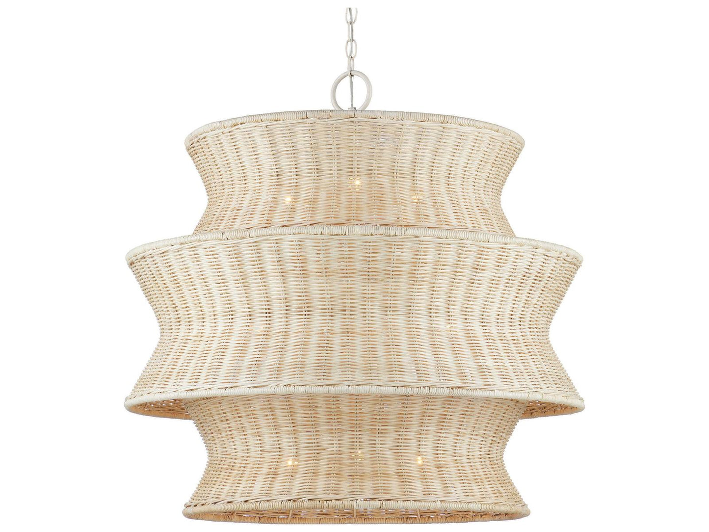 Currey & Company Currey and Company 9-Light Phebe Tiered Chandelier in Bleached Natural and Vanilla