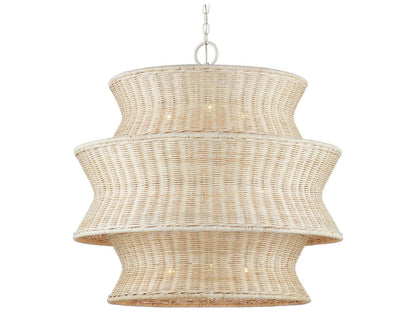 Currey & Company Currey and Company 9-Light Phebe Tiered Chandelier in Bleached Natural and Vanilla