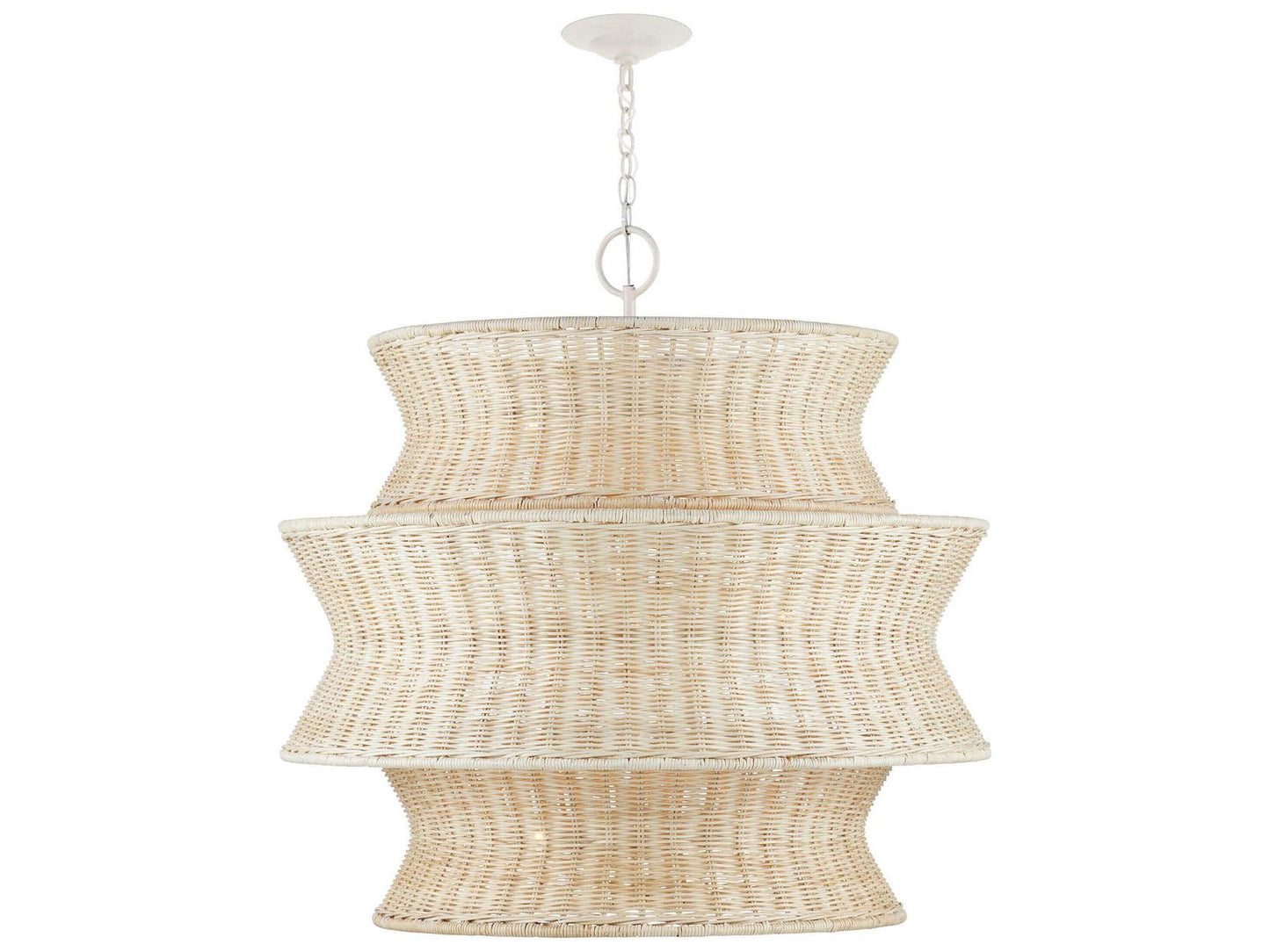 Currey & Company Currey and Company 9-Light Phebe Tiered Chandelier in Bleached Natural and Vanilla