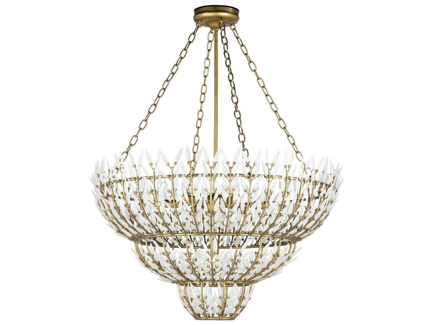 Currey & Company Currey and Company 7-Light Magnum Opus Chandelier in Brass and White Glass