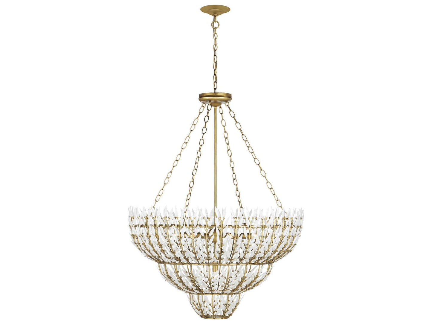 Currey & Company Currey and Company 7-Light Magnum Opus Chandelier in Brass and White Glass