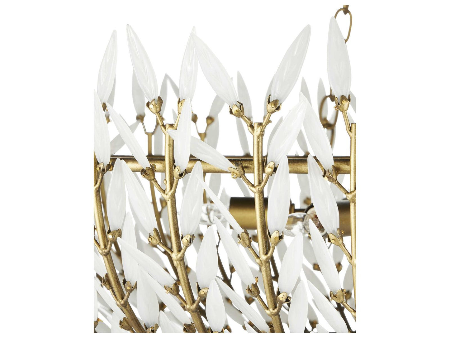 Currey & Company Currey and Company 7-Light Magnum Opus Chandelier in Brass and White Glass