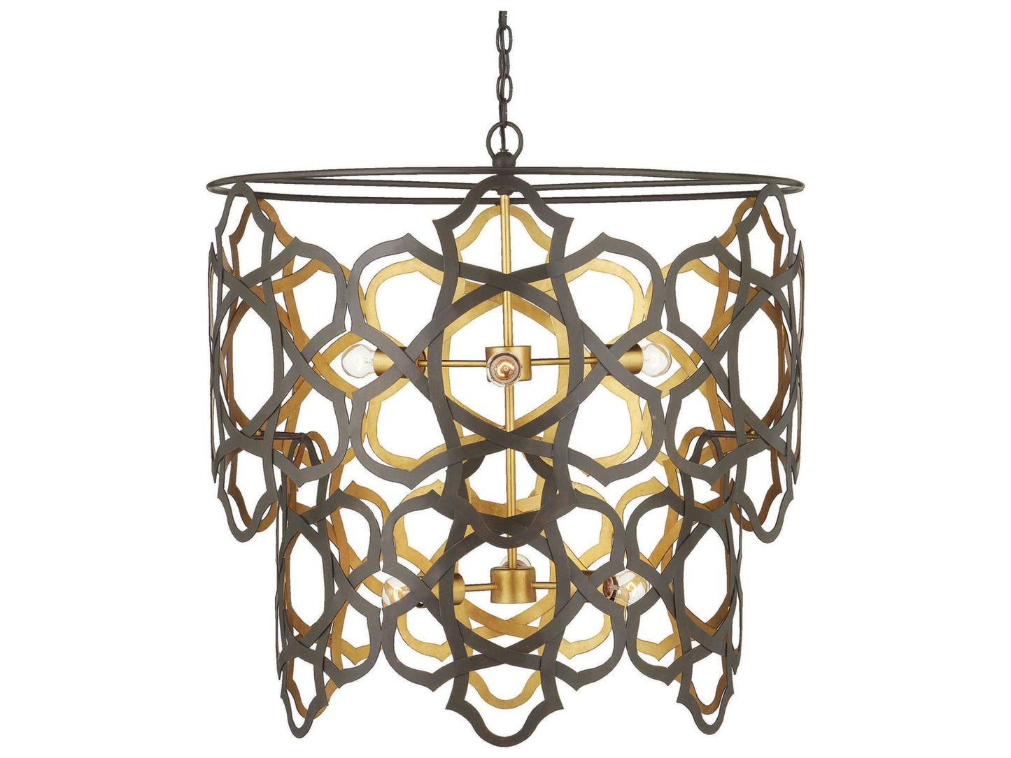 Currey & Company Currey and Company 6-Light Mauresque Chandelier in Bronze Gold and Gold Leaf