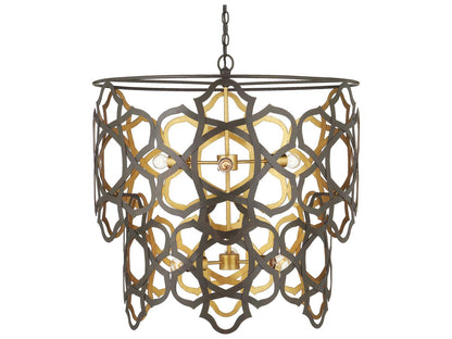 Currey & Company Currey and Company 6-Light Mauresque Chandelier in Bronze Gold and Gold Leaf