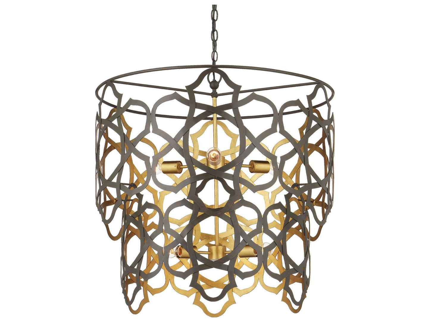 Currey & Company Currey and Company 6-Light Mauresque Chandelier in Bronze Gold and Gold Leaf