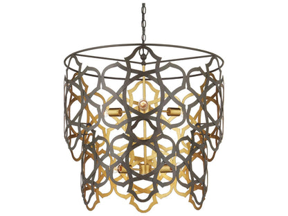Currey & Company Currey and Company 6-Light Mauresque Chandelier in Bronze Gold and Gold Leaf