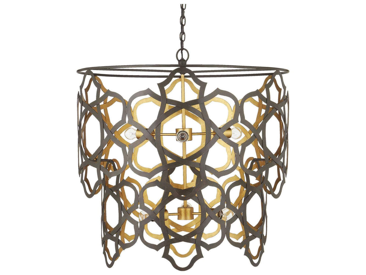 Currey & Company Currey and Company 6-Light Mauresque Chandelier in Bronze Gold and Gold Leaf