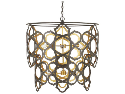 Currey & Company Currey and Company 6-Light Mauresque Chandelier in Bronze Gold and Gold Leaf