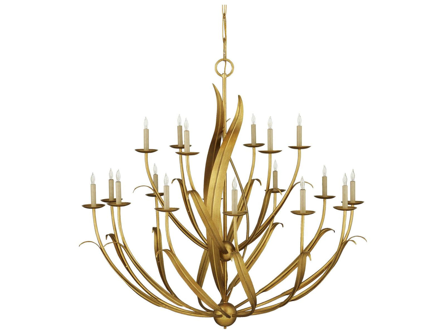 Luxecor Menefee 18-Light8-Light Antique Gold Leaf Candelabra Chandelier