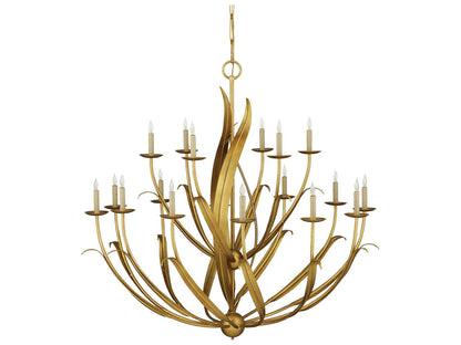 Luxecor Menefee 18-Light8-Light Antique Gold Leaf Candelabra Chandelier