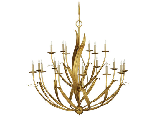 Luxecor Menefee 18-Light8-Light Antique Gold Leaf Candelabra Chandelier