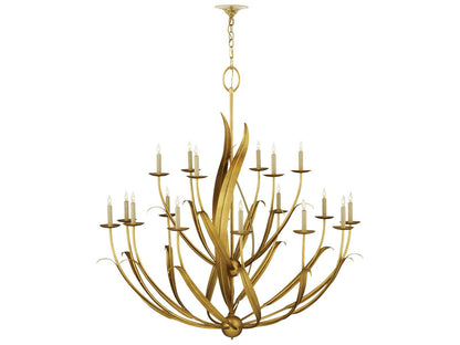 Luxecor Menefee 18-Light8-Light Antique Gold Leaf Candelabra Chandelier