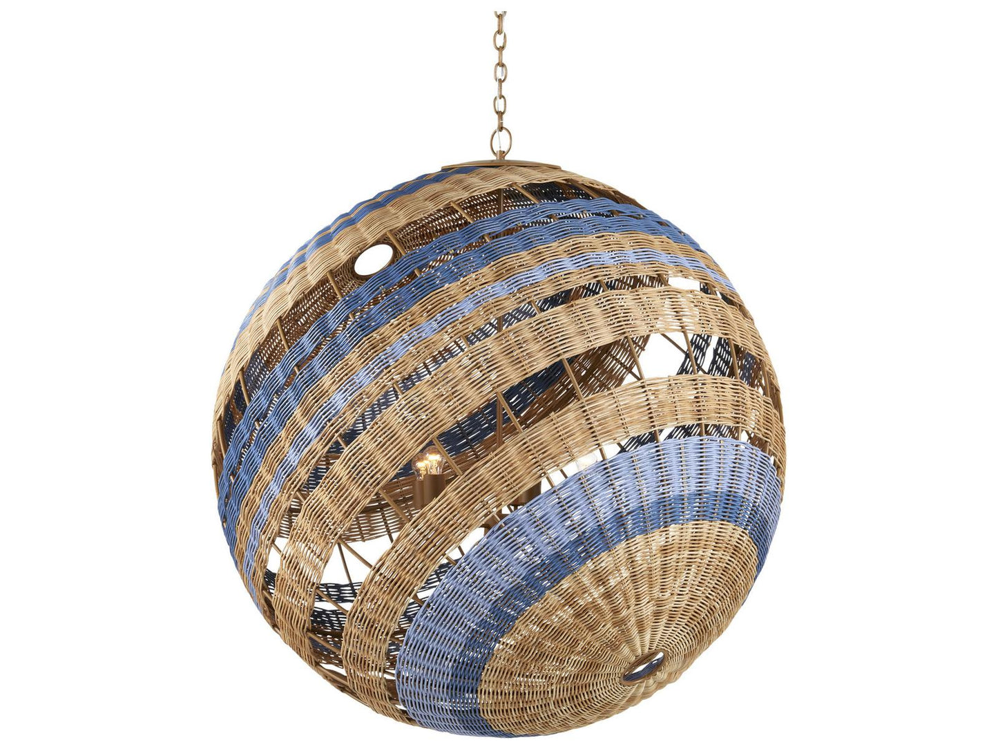 Currey & Company Currey and Company Senjyo 5-Light Tilted Orb Chandelier in Khaki Natural Cornflower Blue Bonnet