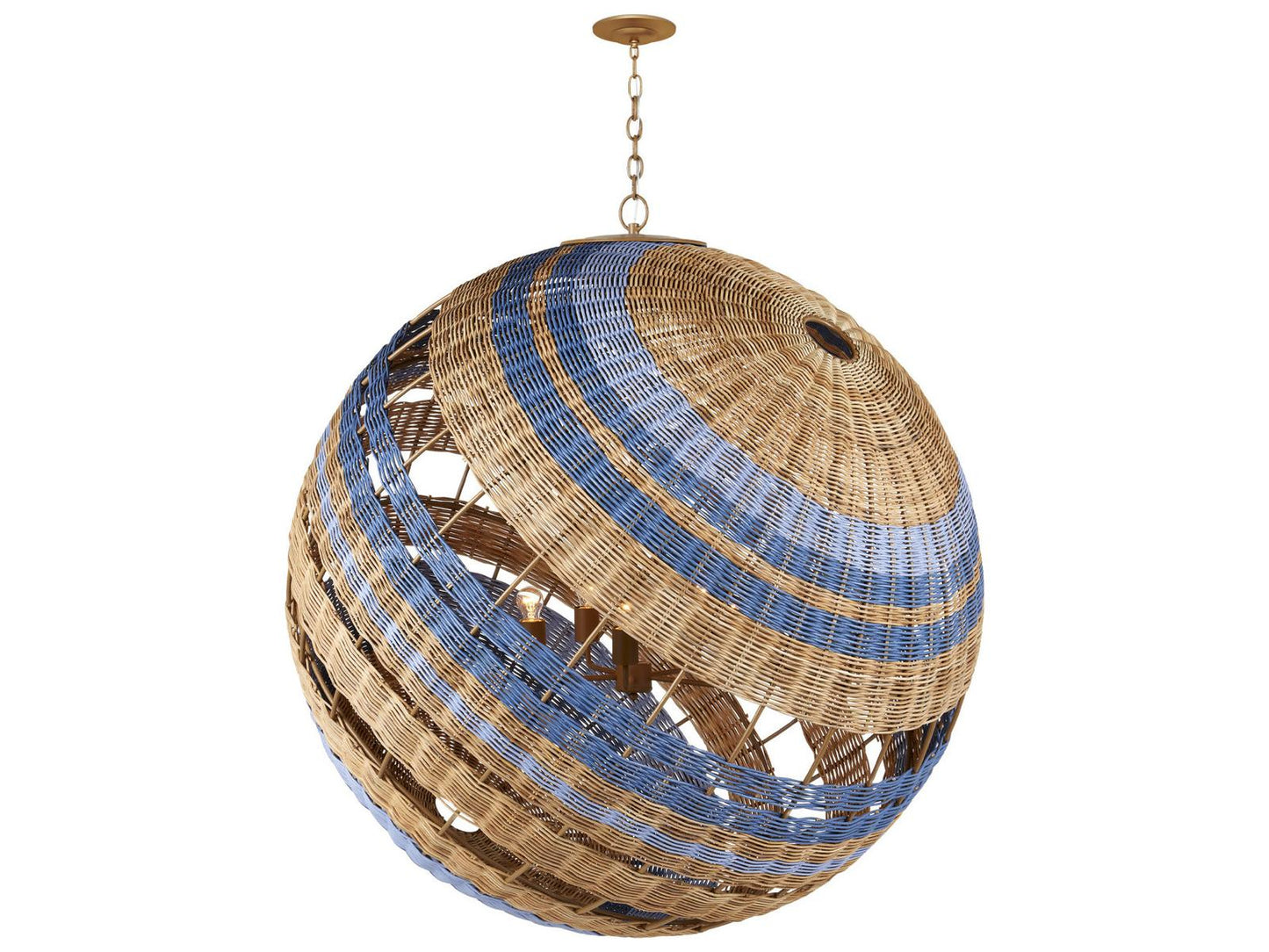 Currey & Company Currey and Company Senjyo 5-Light Tilted Orb Chandelier in Khaki Natural Cornflower Blue Bonnet