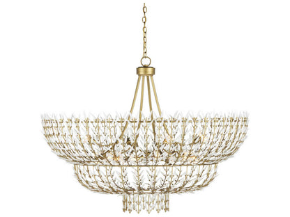Currey & Company Currey and Company 12-Light Magnum Opus Waterfall Chandelier in Brass and White