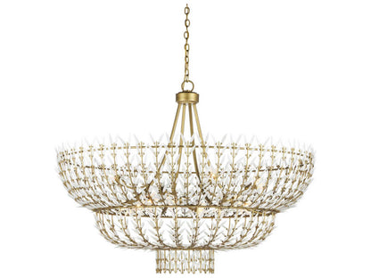 Currey & Company Currey and Company 12-Light Magnum Opus Waterfall Chandelier in Brass and White