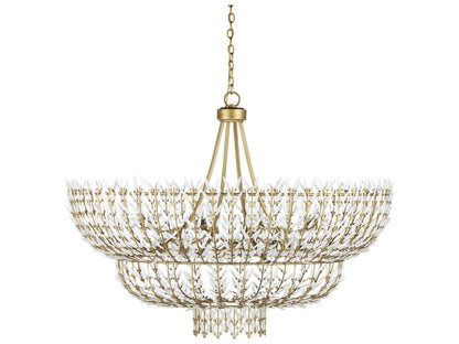 Currey & Company Currey and Company 12-Light Magnum Opus Waterfall Chandelier in Brass and White
